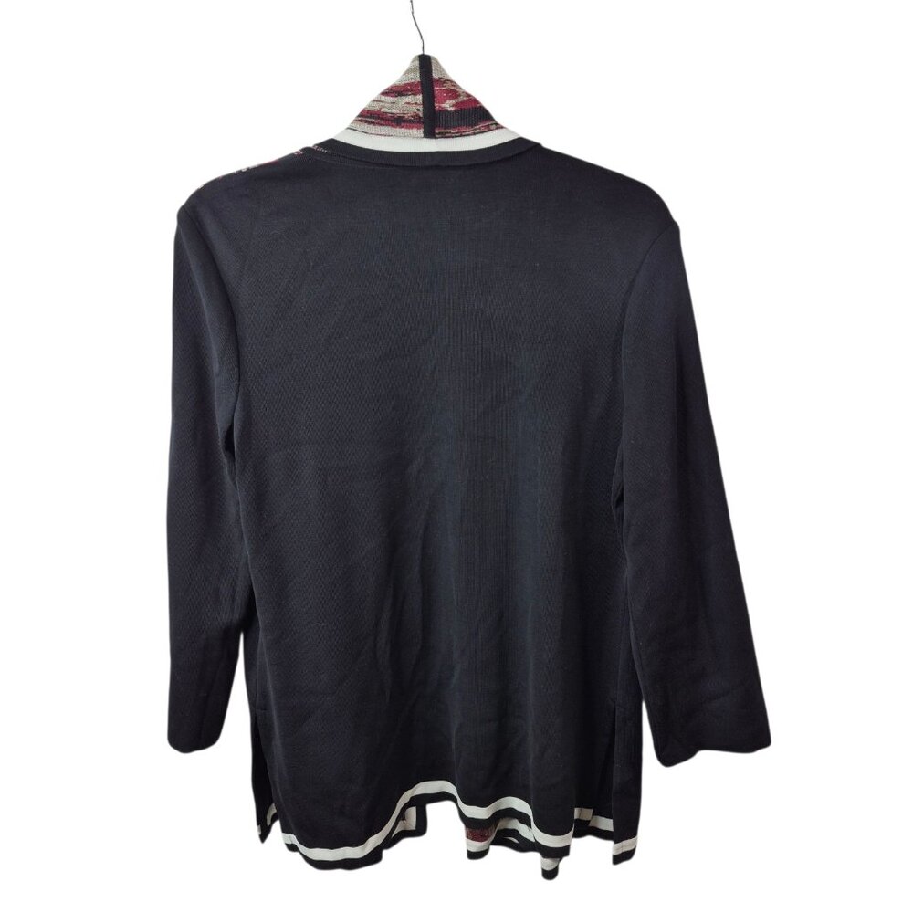 Misook Sweater Womens Small Open Front Cardigan Black Knit Classic Sophisticated - Picture 2 of 6